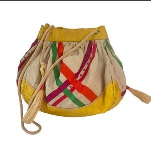 Vintage Multicolor Clutch with Yellow Accents